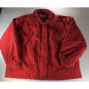 1980s Yearbook Jacket Mens XL Red Vintage Full Zip Quilt Lined Coat